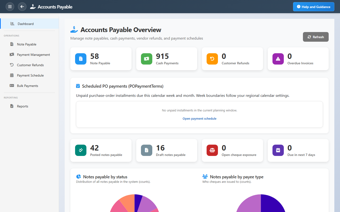 Accounts Payable Dashboard Interface