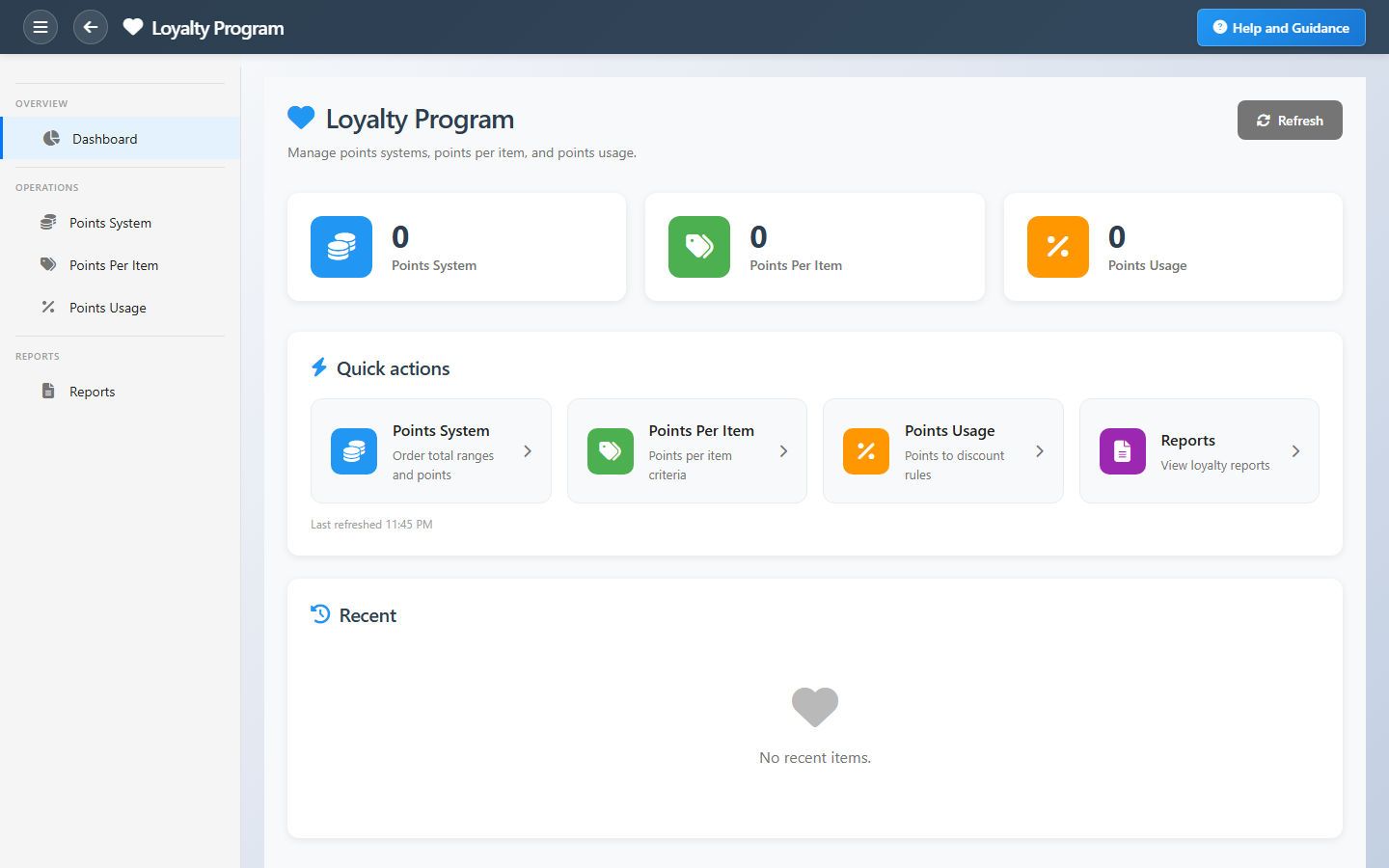 Loyalty Program Dashboard Interface