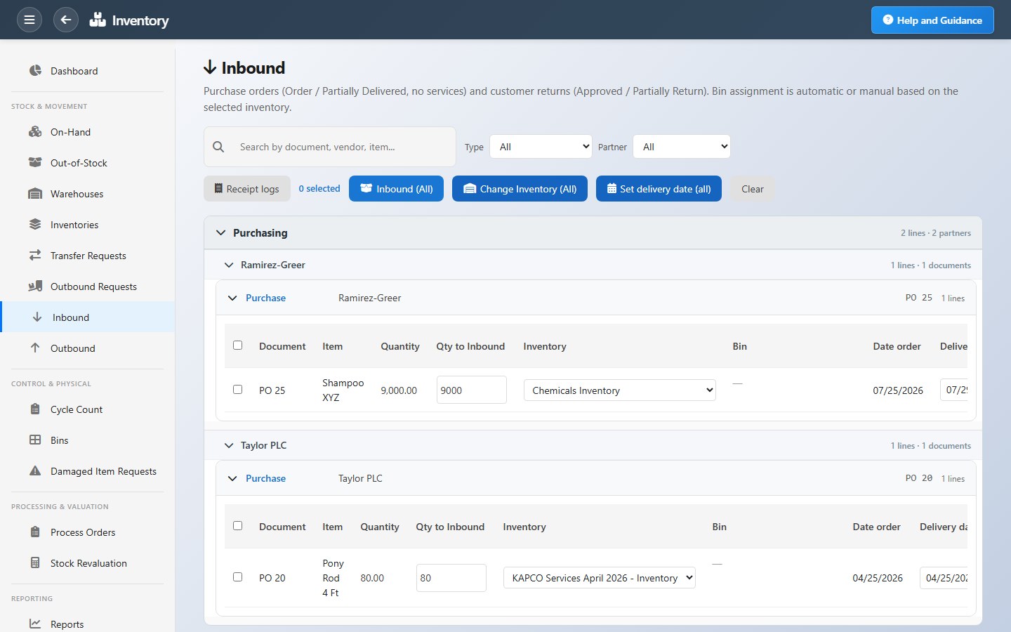Inbound workbench
