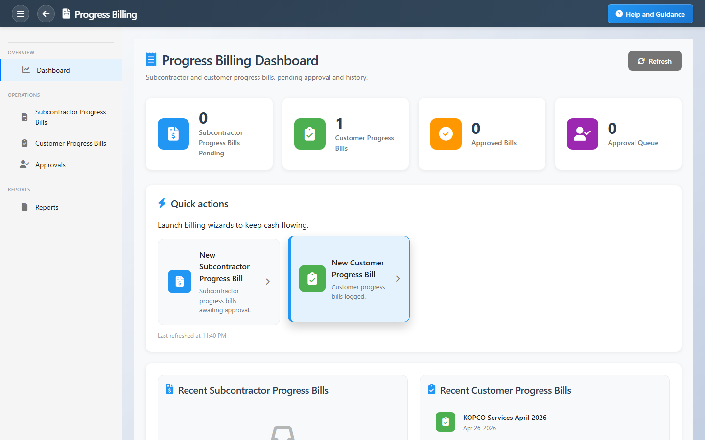 Progress Billing